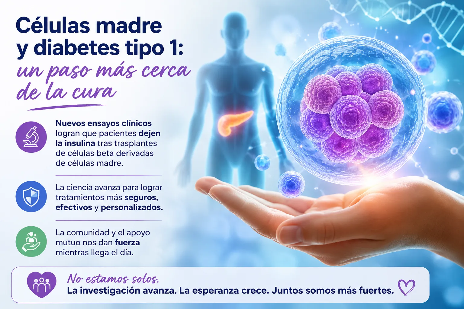 {'en': 'Are we any closer to a cure for type 1 diabetes?', 'es': '¿Estamos más cerca de una cura para la diabetes tipo 1?'} Image