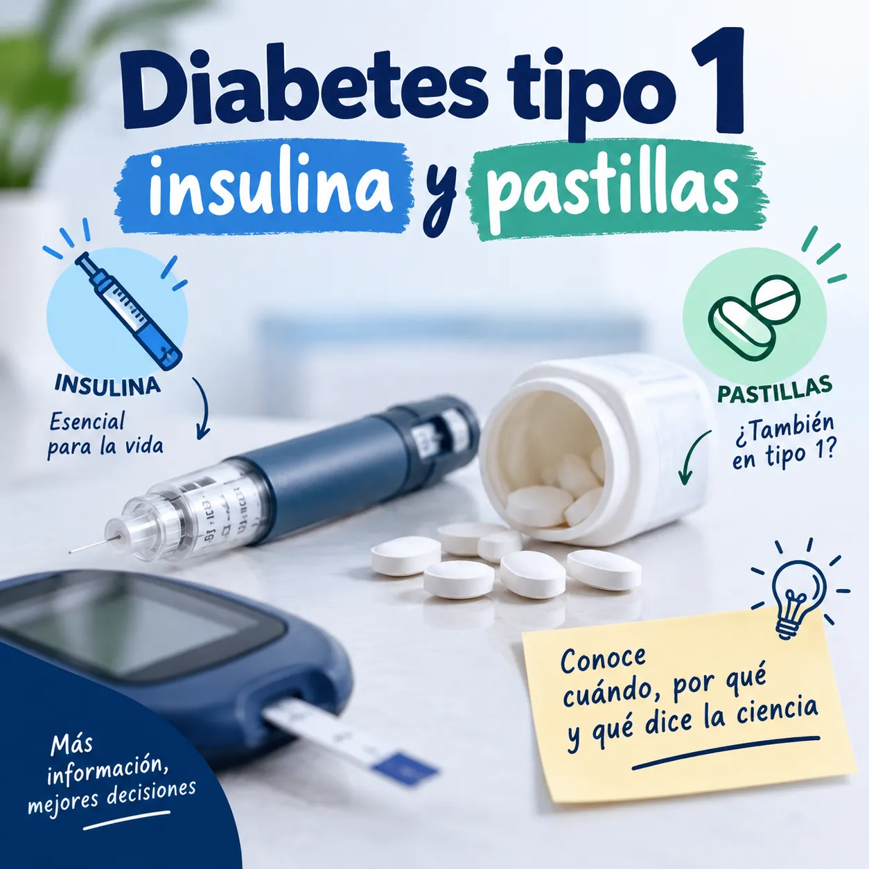 {'en': 'Diabetes tipo 1 insulina y pastillas', 'es': 'Diabetes tipo 1 insulina y pastillas'} Image