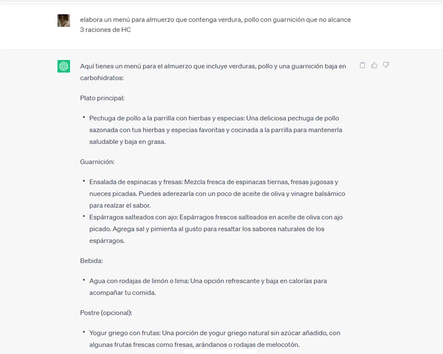 {'en': 'Chatgpt and a recipe', 'es': 'ChatGPT y una receta'} Image {'en': 'Chatgpt and a recipe', 'es': 'ChatGPT y una receta'} Image